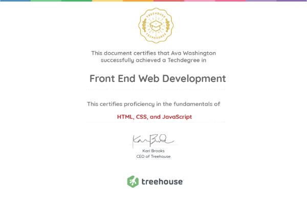 Techdegree certificate