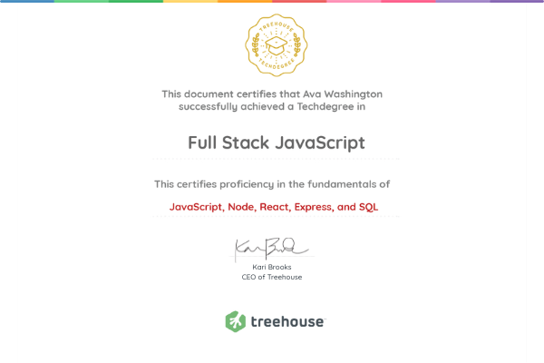 Techdegree certificate