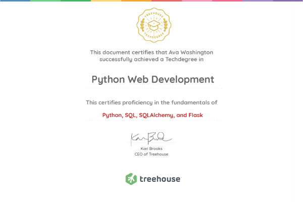 Techdegree certificate